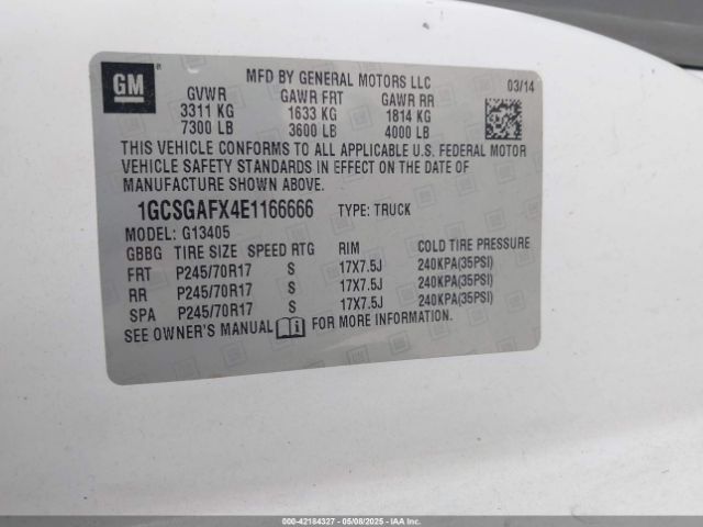 1GCSGAFX4E1166666 Chevrolet Express 1500 Work Van
