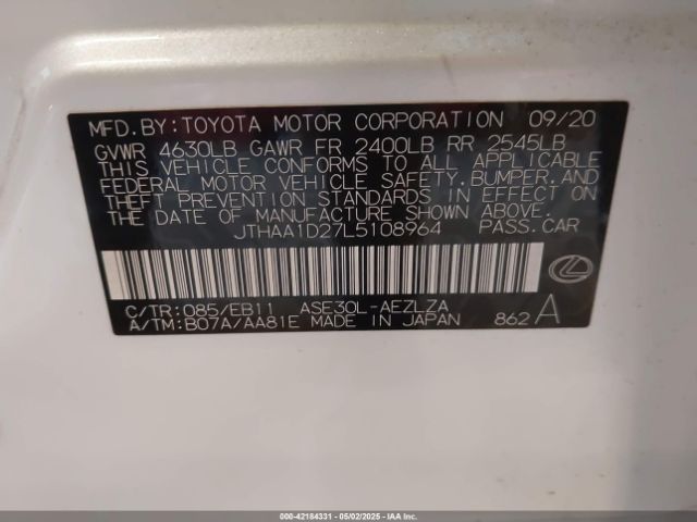 2020 LEXUS IS 300 JTHAA1D27L5108964 Photo 8