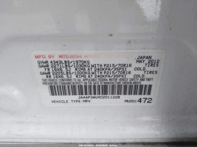 2012 MITSUBISHI OUTLANDER SPORT JA4AP3AUXCZ011228 Photo 8