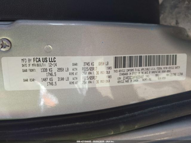 2C4RDGCG0FR635487 Dodge Grand Caravan Sxt