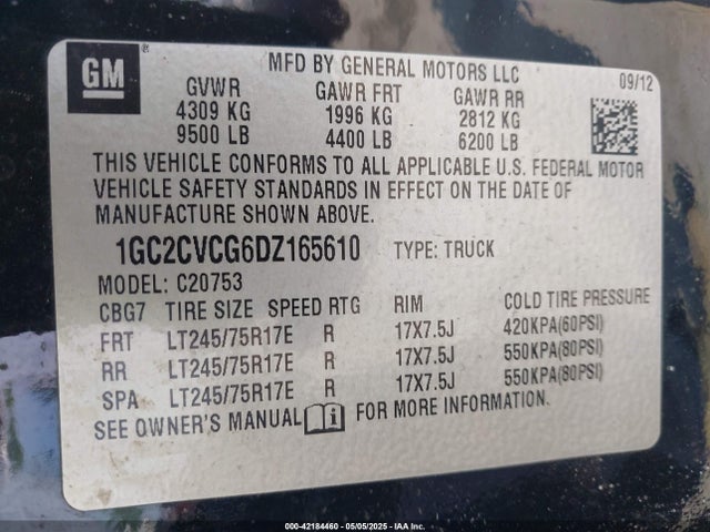 2013 Chevrolet Silverado 2500hd Work Truck მანქანა იყიდება აუქციონზე, vin: 1GC2CVCG6DZ165610, აუქციონის ნომერი: 42184460