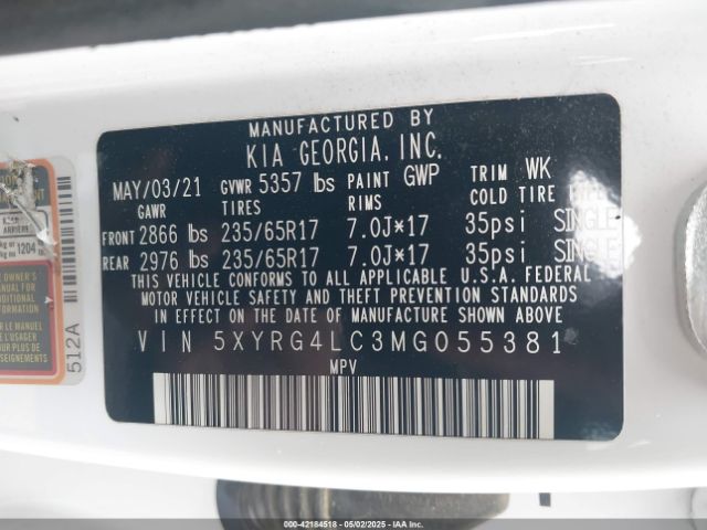 2021 KIA SORENTO 5XYRG4LC3MG055381 Photo 8