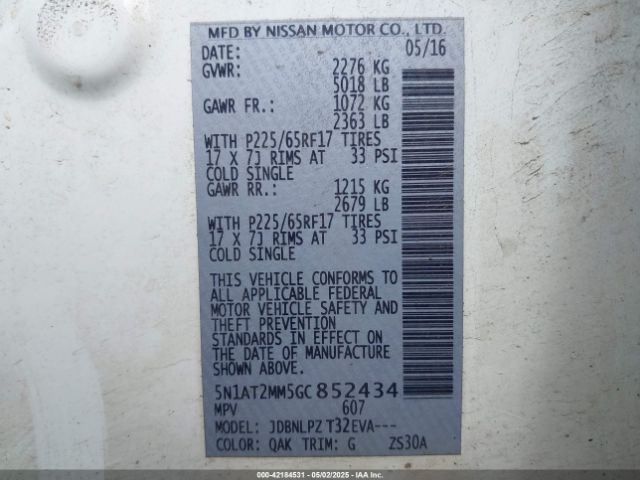 5N1AT2MM5GC852434 Nissan 2016