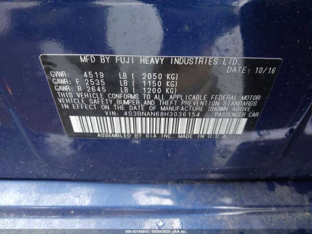 4S3BNAN68H3036154 Subaru Legacy 2.5i Limited