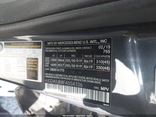 4JGDA5JB8FA554106 Mercedes-Benz ML 350