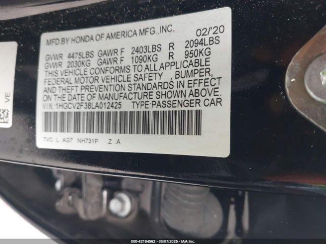 1HGCV2F38LA012425 Honda Accord Sport 2.0t