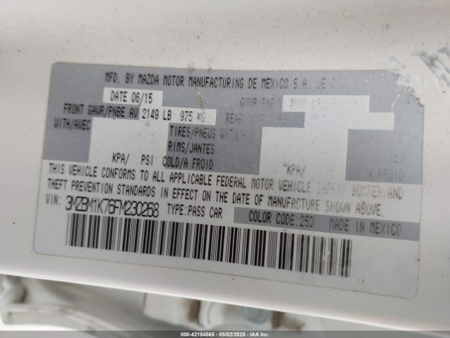 3MZBM1K76FM230268 Mazda Mazda3 I Sport