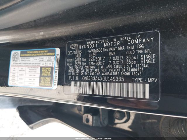 KM8J33A4XGU149335 Hyundai TUCSON SE