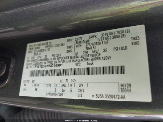 Ford F-150 Xlt 2022 1FTFW1E59NKD16981 Image 9
