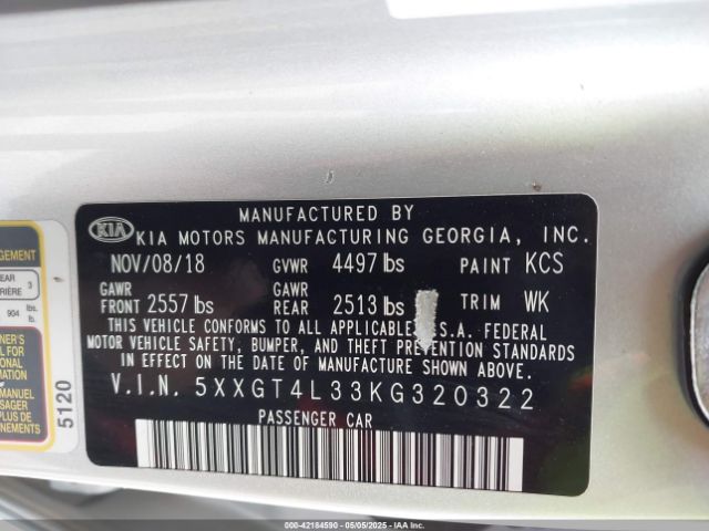 5XXGT4L33KG320322 KIA Optima Lx