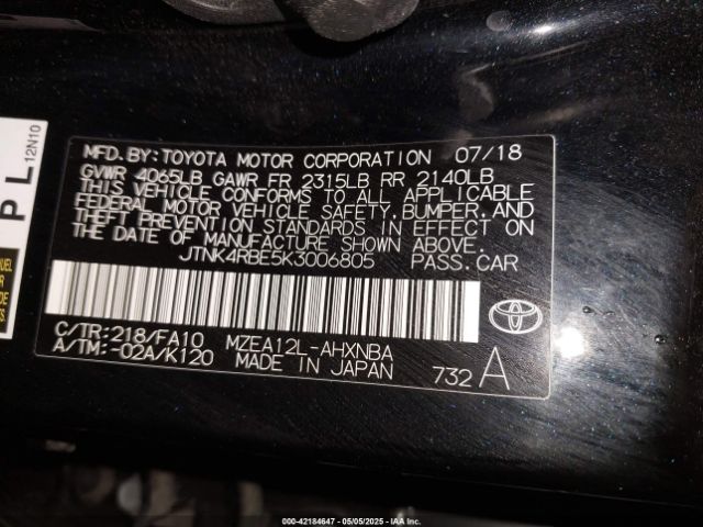 JTNK4RBE5K3006805 Toyota COROLLA SE