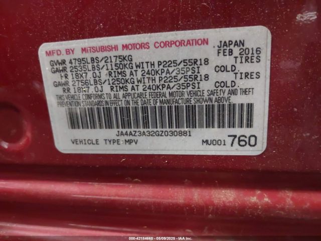 JA4AZ3A32GZ030881 Mitsubishi Outlander Es