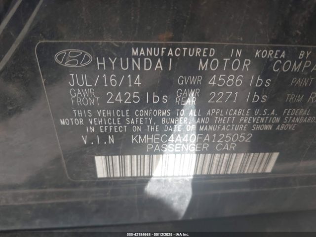KMHEC4A40FA125052 Hyundai SONATA HYBRID