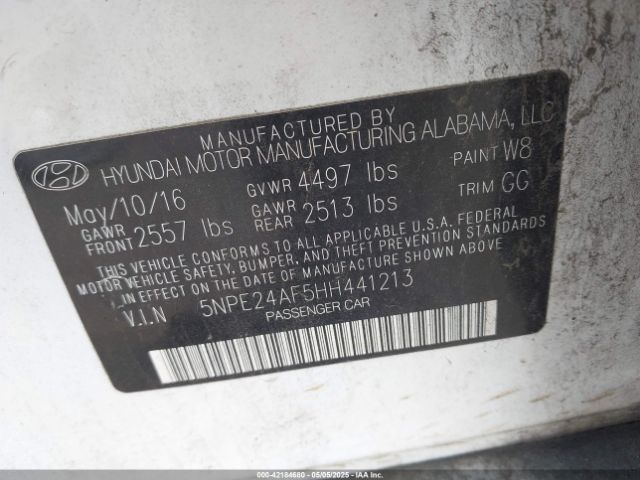 5NPE24AF5HH441213 Hyundai Sonata