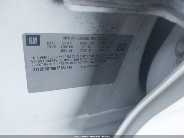 1G1BE5SM8H7120714 Chevrolet Cruze Lt Auto