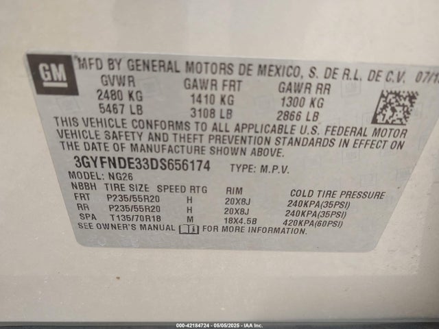 2013 CADILLAC SRX 3GYFNDE33DS656174 Photo 8