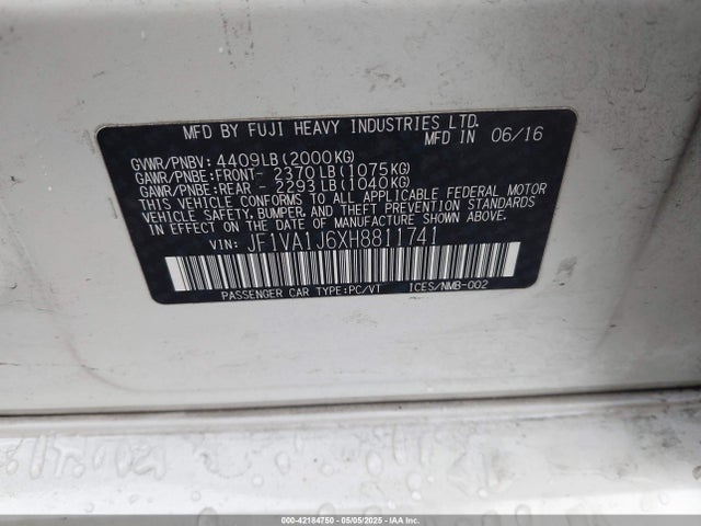 JF1VA1J6XH8811741 Subaru dib