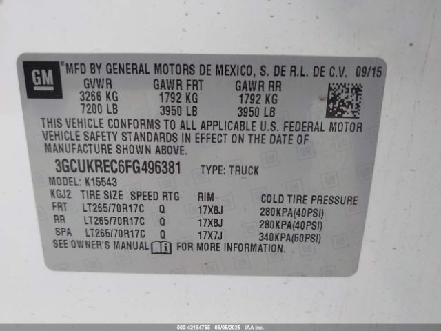 2015 CHEVROLET SILVERADO 1500 3GCUKREC6FG496381 Photo 8