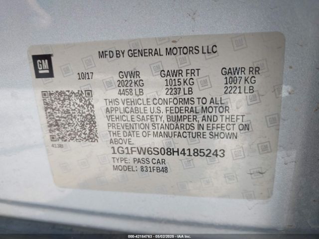 1G1FW6S08H4185243 Chevrolet BOLT EV LT