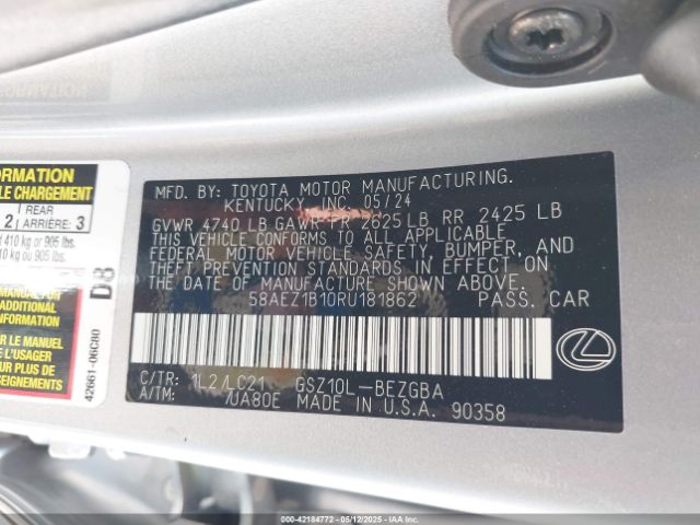58AEZ1B10RU181862 Lexus Es 350 Luxury