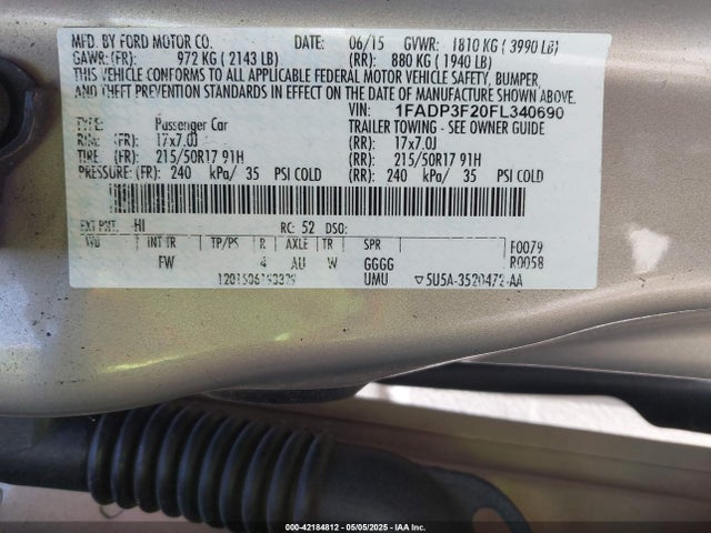 Ford 2015 2015 1FADP3F20FL340690 Image 9