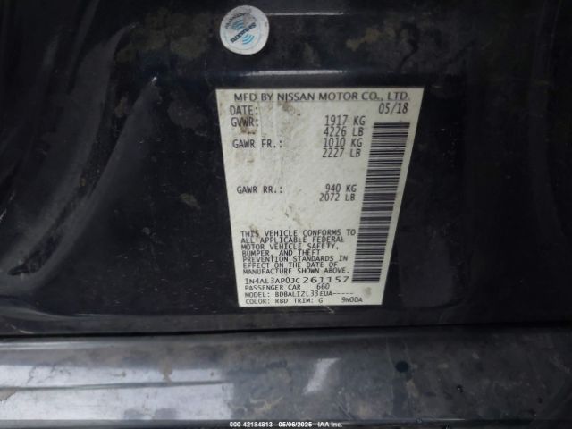 1N4AL3AP0JC261157 Nissan Altima 2.5 Sv