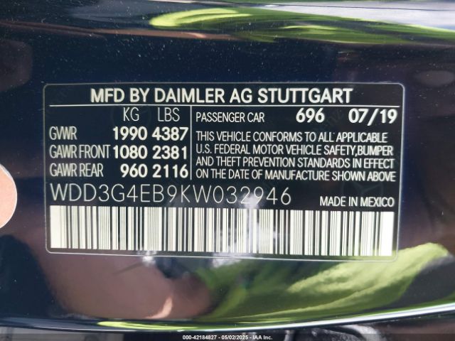 WDD3G4EB9KW032946 Mercedes-Benz m260