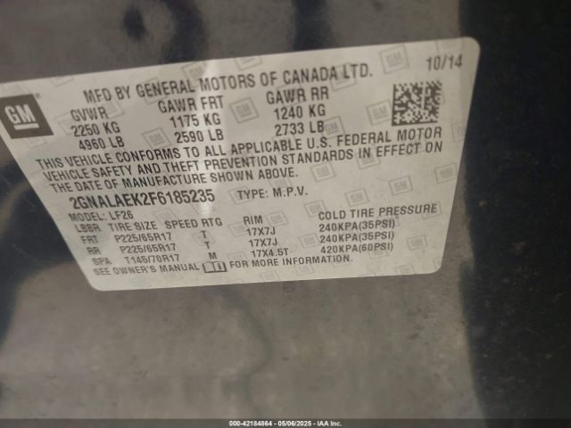 2GNALAEK2F6185235 Chevrolet EQUINOX LS