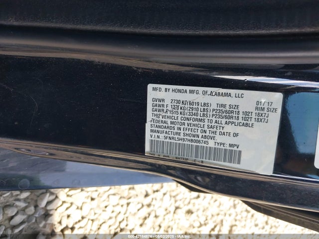 5FNRL5H97HB006745 Honda j35z8