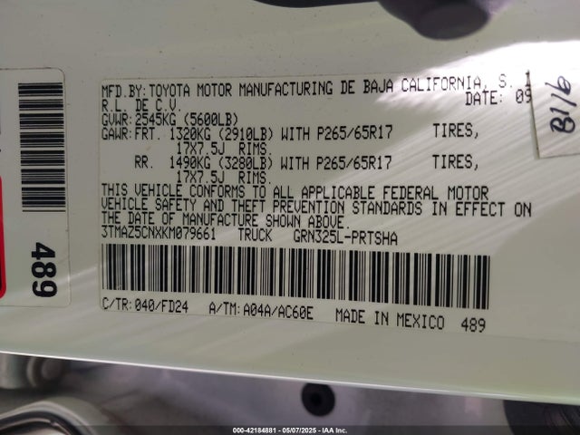 3TMAZ5CNXKM079661 Toyota Tacoma Trd Sport