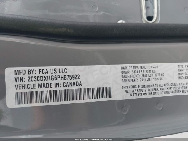 2C3CDXHG6PH575922 Dodge CHARGER GT