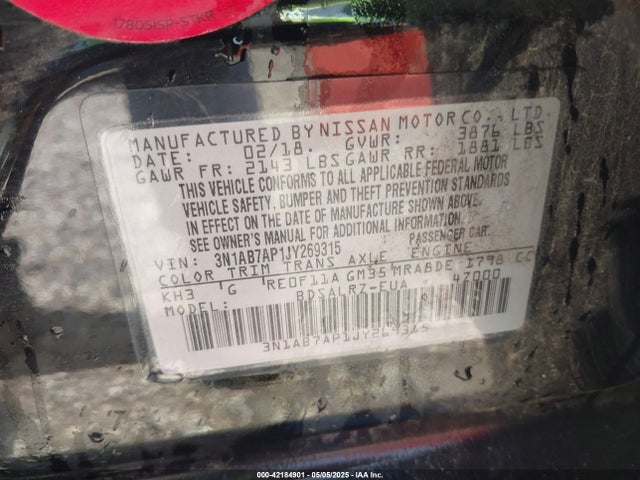 3N1AB7AP1JY269315 Nissan SENTRA SR
