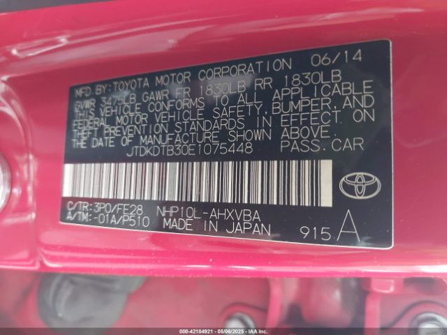 JTDKDTB30E1075448 Toyota Prius C One