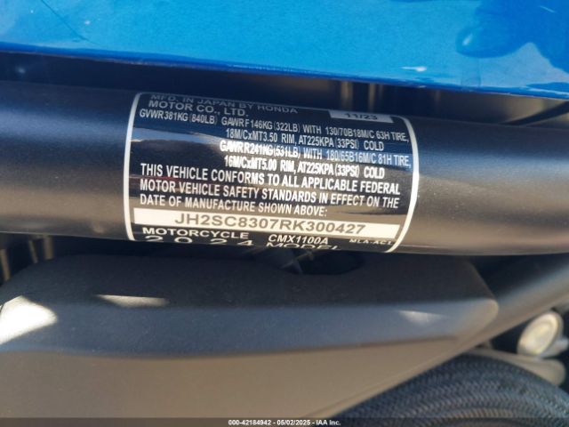 2024 HONDA CMX1100 JH2SC8307RK300427 Photo 9