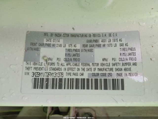 3MZBM1V72FM131376 Mazda Mazda3 I Touring