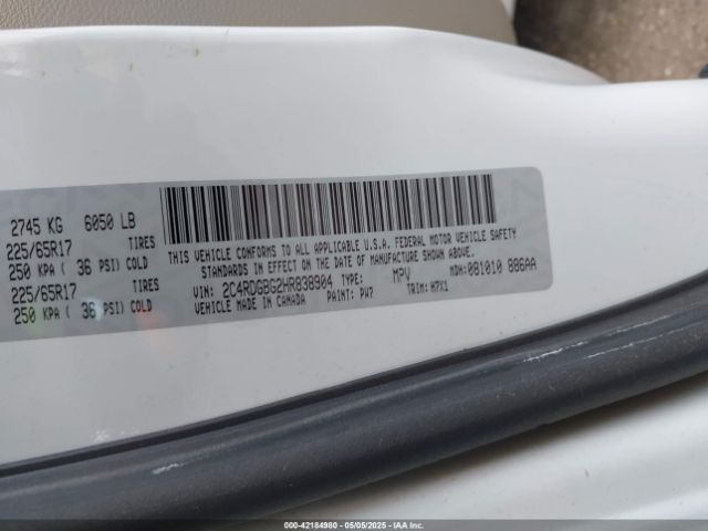 2C4RDGBG2HR838904 Dodge Grand Caravan Se