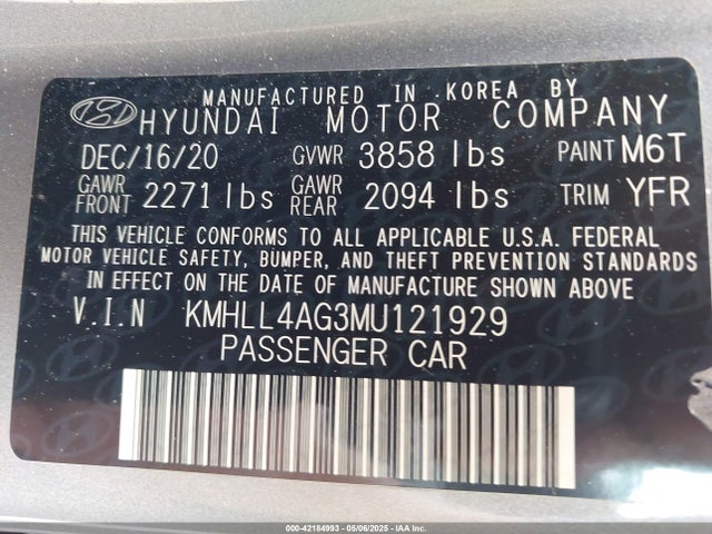 KMHLL4AG3MU121929 Hyundai mpi nu pe