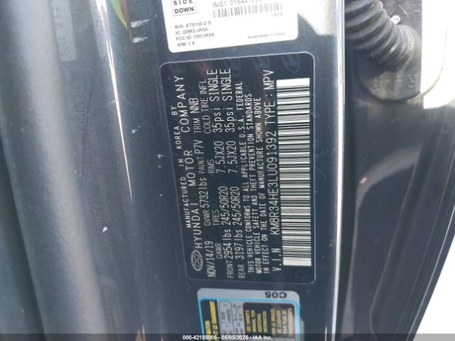 KM8R34HE3LU091392 Hyundai Palisade Sel
