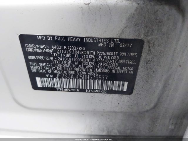 JF2SJAJC5HH579537 Subaru Forester 2.5i Limited