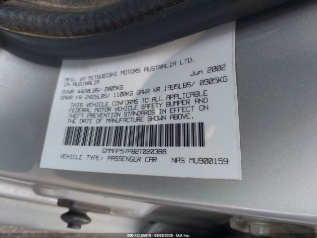 2002 MITSUBISHI DIAMANTE 6MMAP57P82T020388 Photo 8