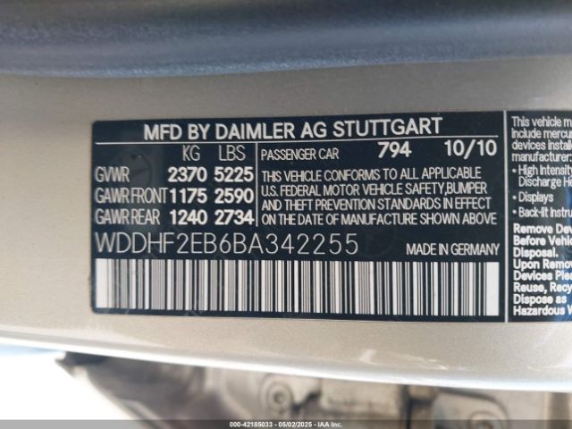 2011 MERCEDES-BENZ E 350 BLUETEC WDDHF2EB6BA342255 Photo 8