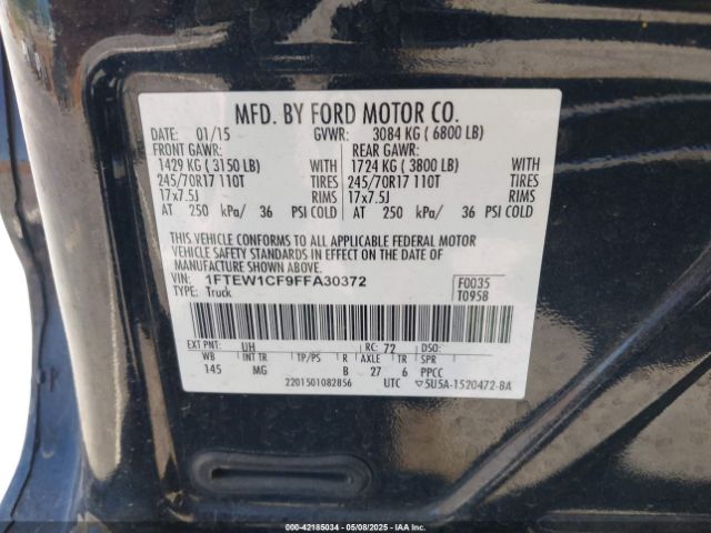 1FTEW1CF9FFA30372 Ford F-150 Xlt