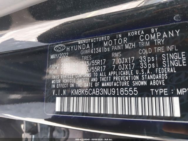 2022 HYUNDAI KONA KM8K6CAB3NU918555 Photo 8