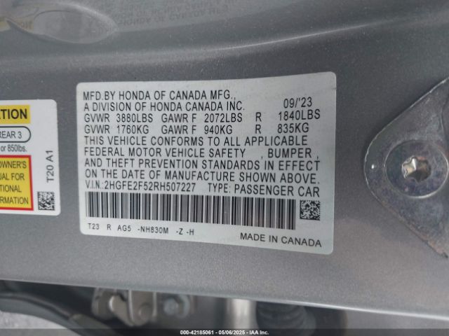 2HGFE2F52RH507227 Honda k20c2