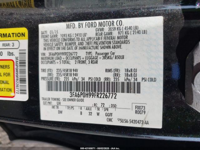 3FA6P0H99FR226772 Ford FUSION SE