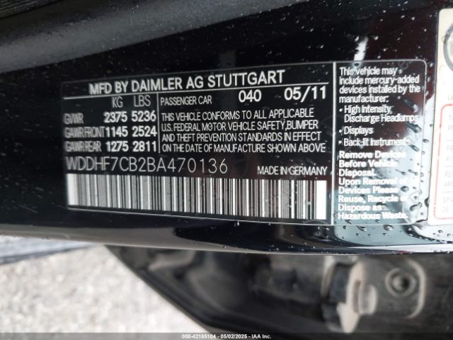 2011 MERCEDES-BENZ E 550 WDDHF7CB2BA470136 Photo 8