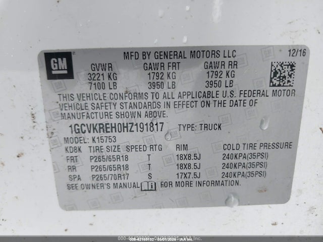1GCVKREH0HZ191817 Chevrolet Silverado 1500 1lt