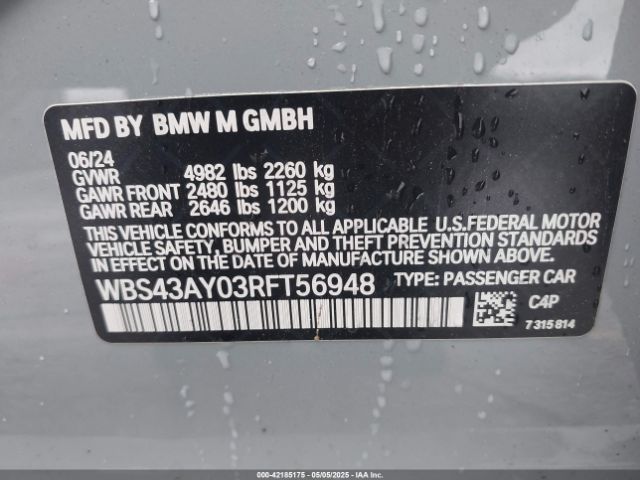 WBS43AY03RFT56948 BMW M3 Competition Xdrive