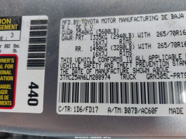 3TMCZ5AN6LM288974 Toyota Tacoma Trd Off-road