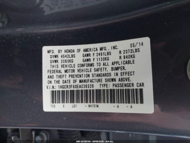 1HGCR3F8XEA036539 Honda Accord Ex-l V-6